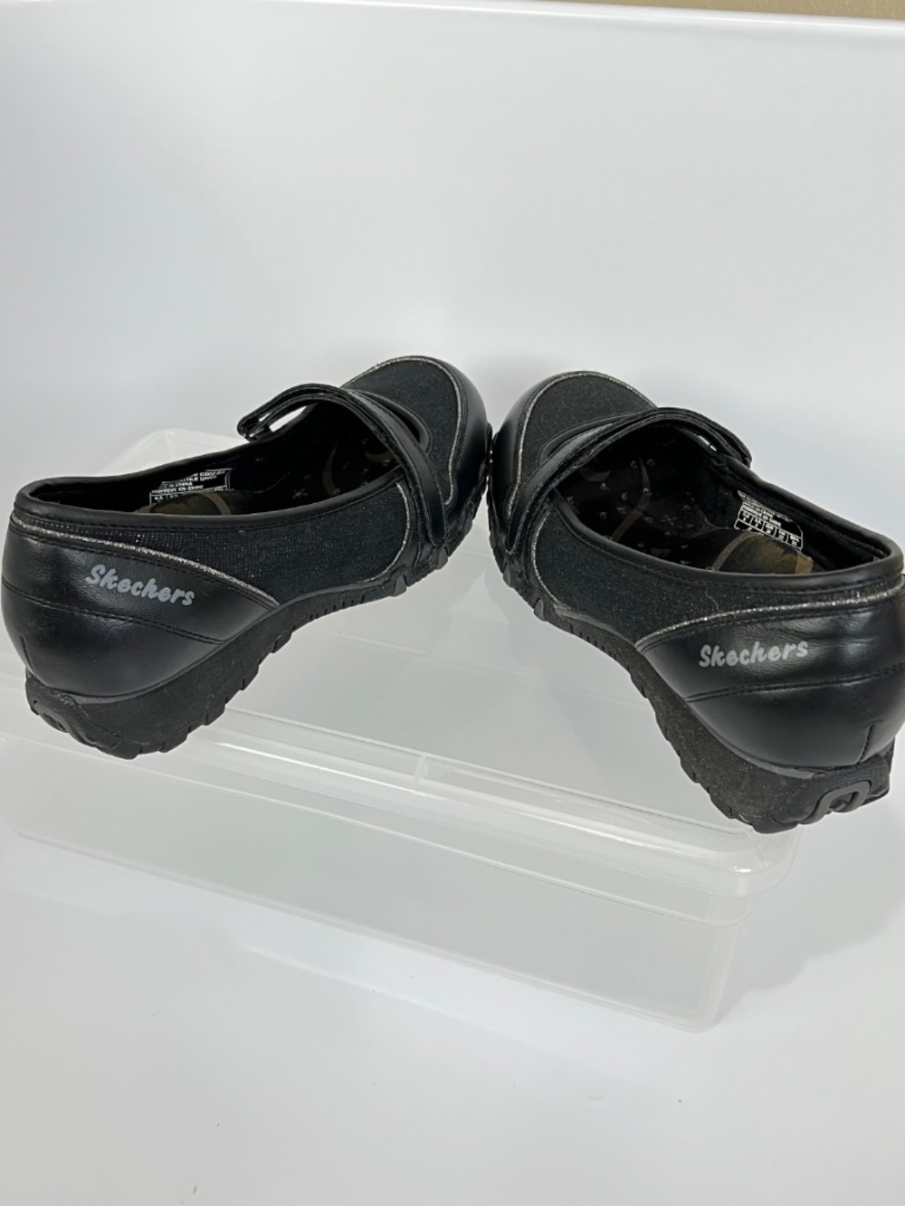Skechers Biker Slip on Mary Jane Black Sparkle Canvas Size 6 - Picture 10 of 11